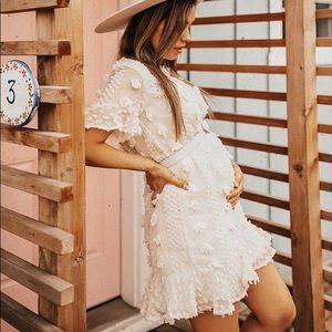 PinkBlush Cream Floral Applique Maternity Dress